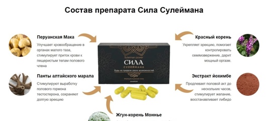 Секрет Сулеймана - капсулы для потенции, возбудитель, виагра.